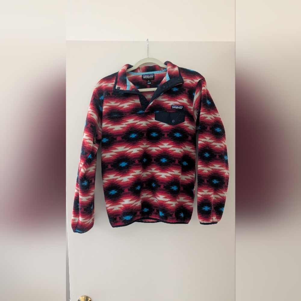 Patagonia Synchilla Fleece Pullover in Red, Black & Teal